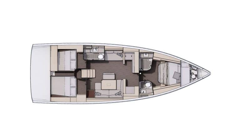 Plan Aménagement 1 - 3 cabines, 2 salles d'eau