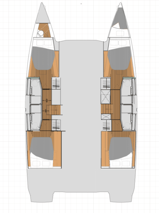 Plan version quatuor catamaran à voile fountaine pajot