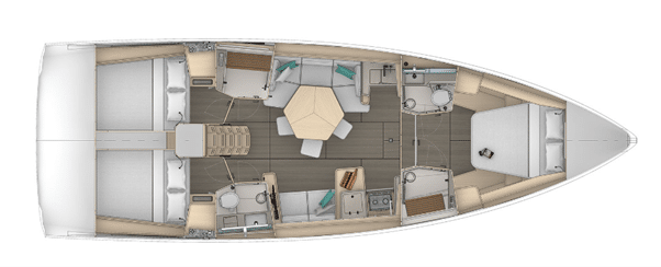 Voilier Dufour 44 version 3 cabines doubles, 2 salles d'eau, et une cuisine frontale