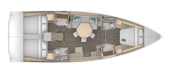 Voilier Dufour 44 version 3 cabines doubles, 3 salles d'eau, et une cuisine longitudinale