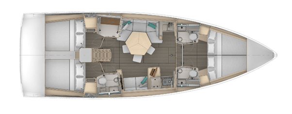 Voilier Dufour 44 version 4 cabines doubles, 4 salles d'eau, et une cuisine frontale