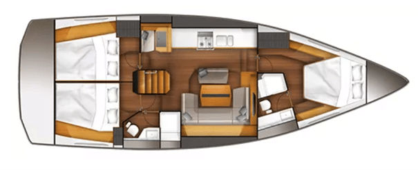 Plan Wauquiez Pilot Saloon 42 en version 3 cabines
