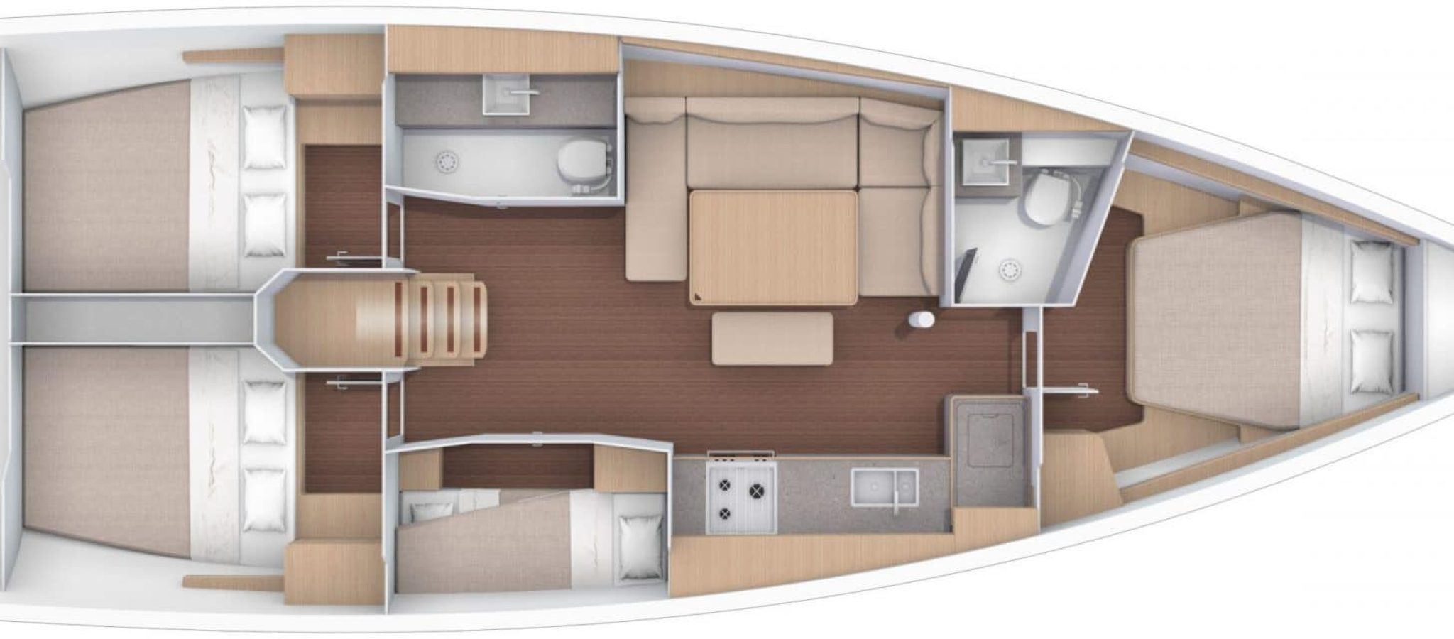 Dufour 430 plan 4 cabines