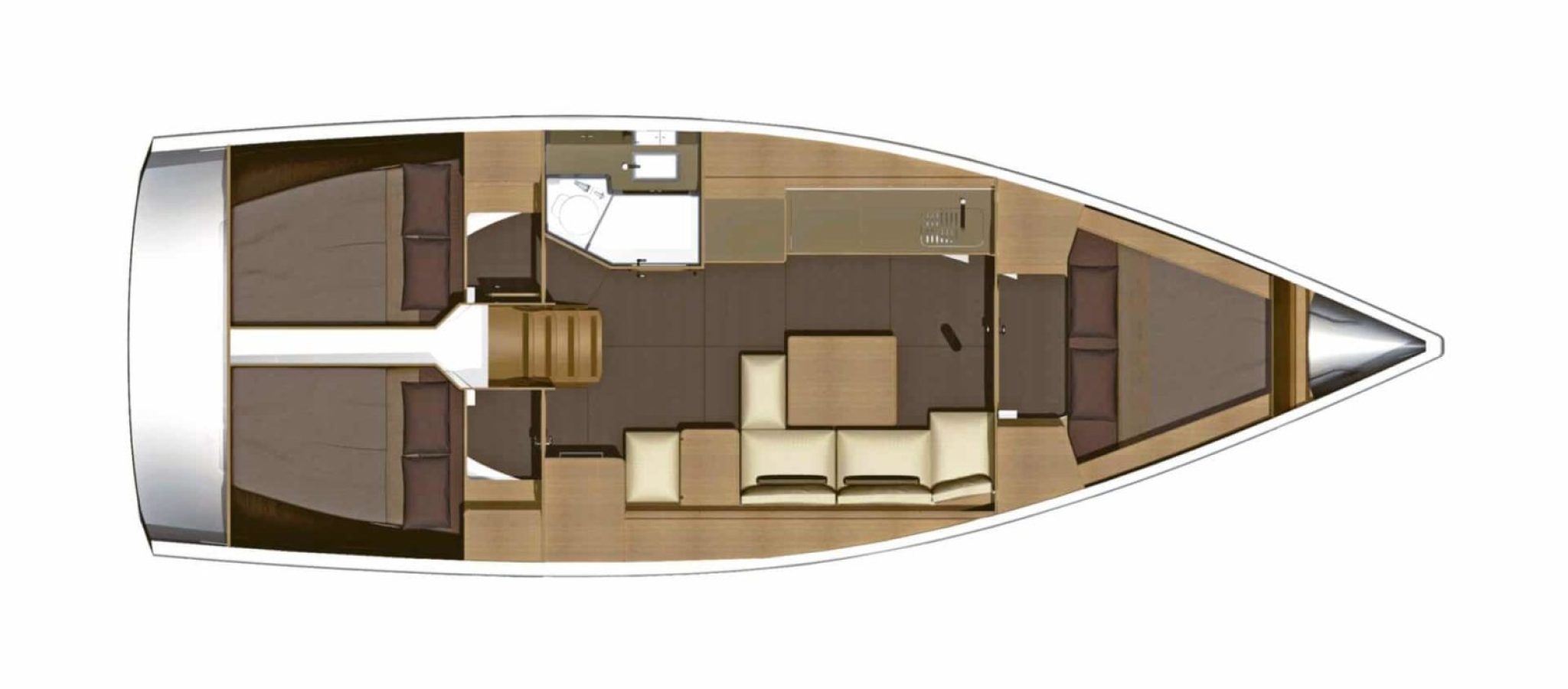 Location bateau Dufour 382GL Plan 3 cabines