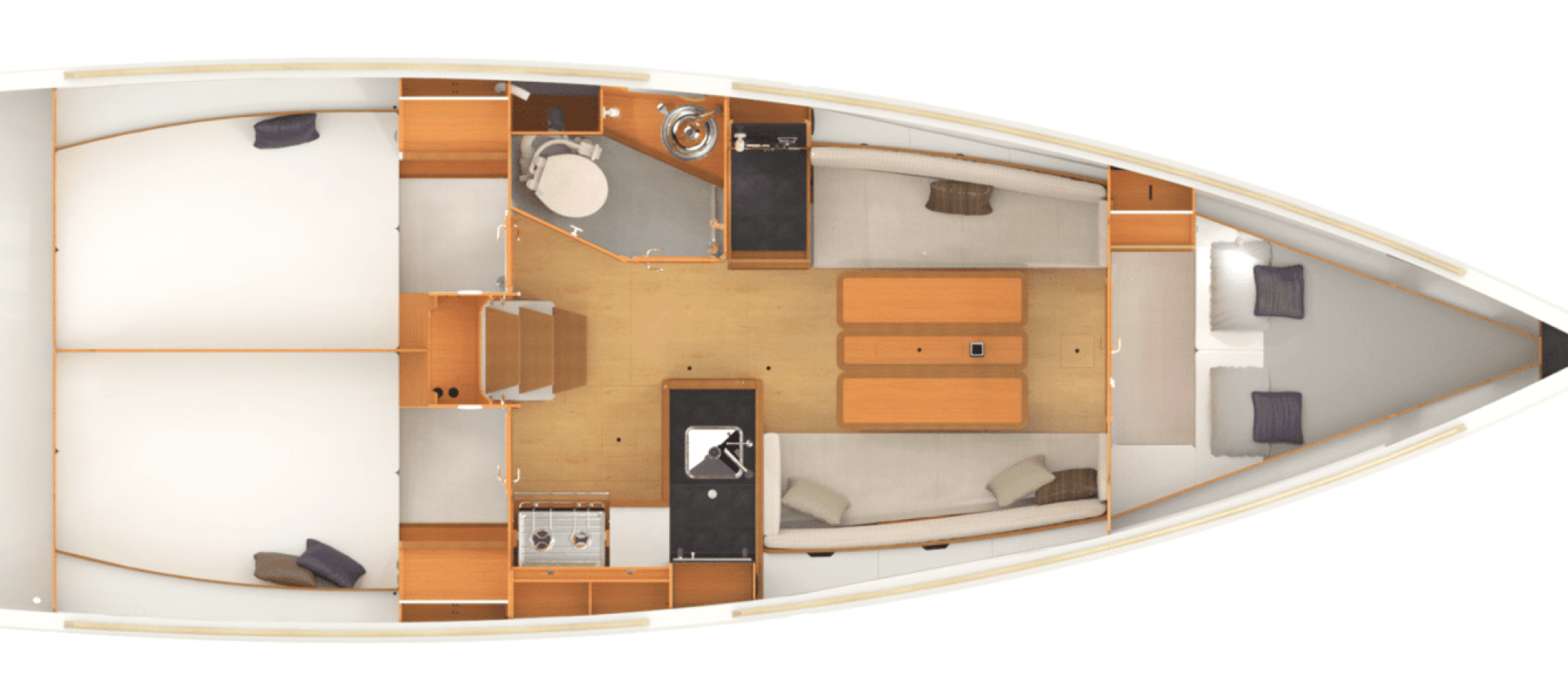 Sun Odyssey 349 plan 3 cabines