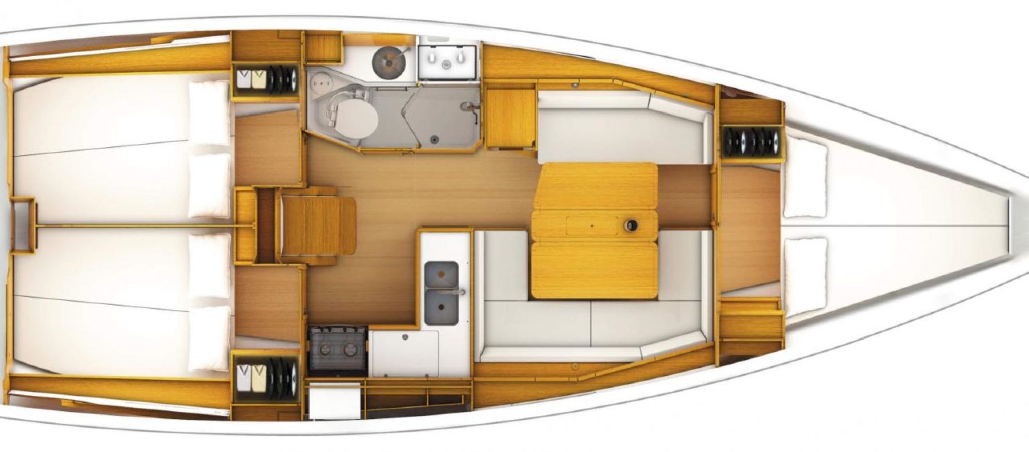 Sun Odyssey 389 plan 3 cabines