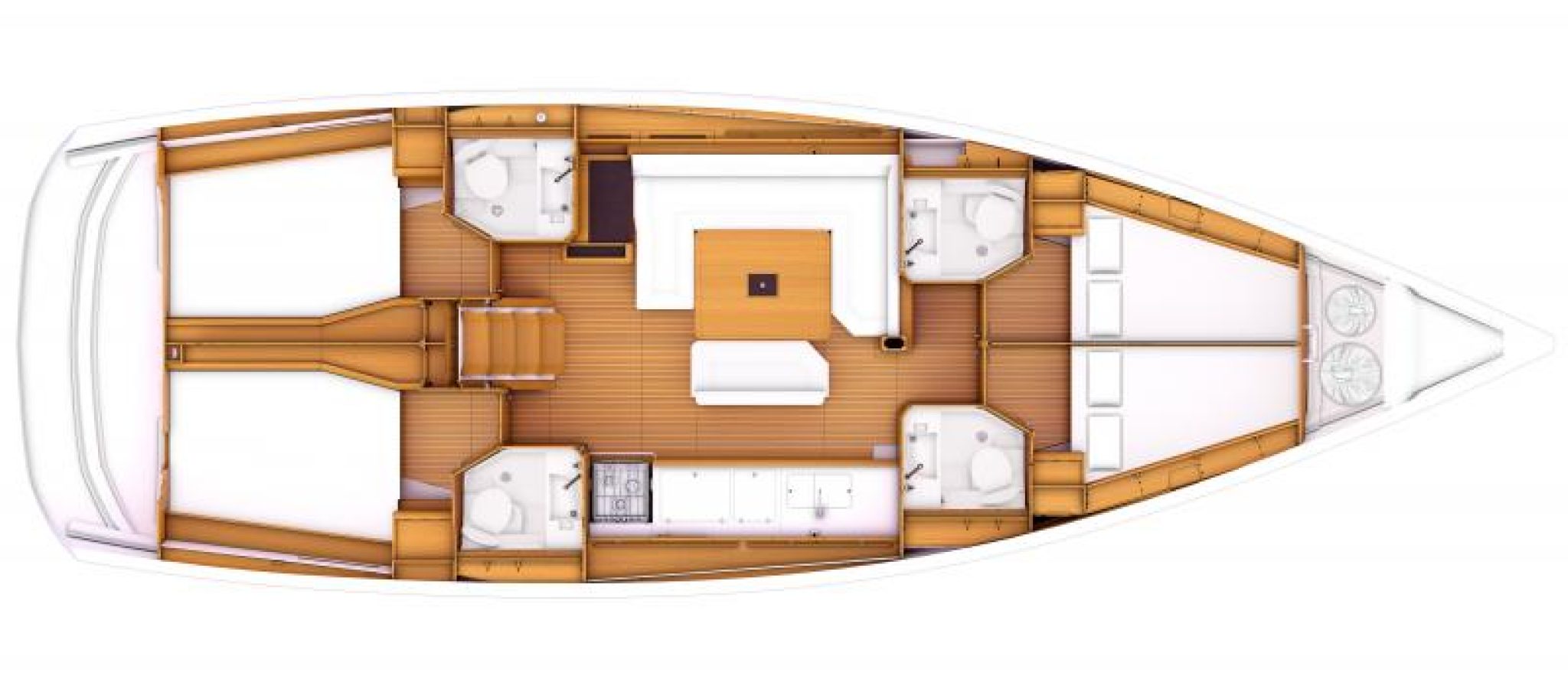 Sun Odyssey 469 plan 4 cabines