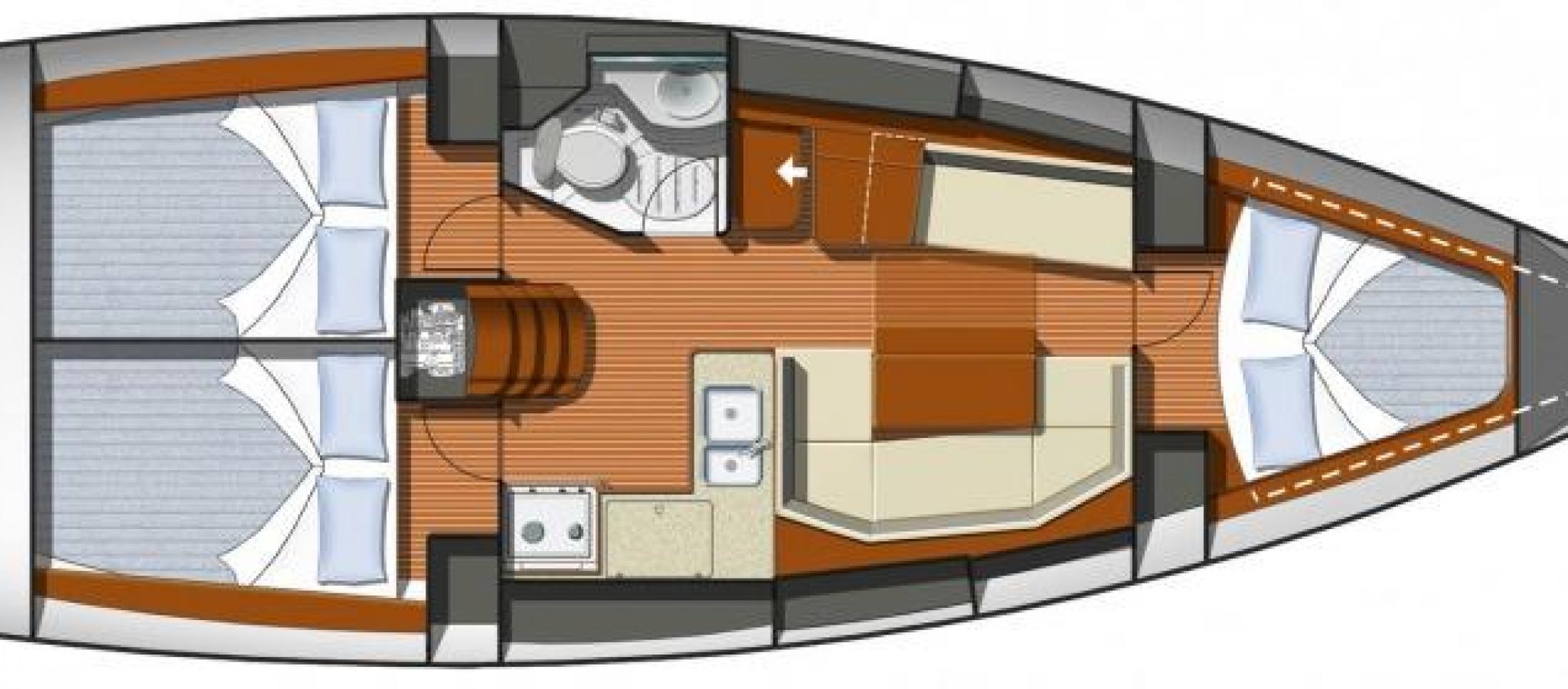 sun Odyssey 36i plan 3 cabines